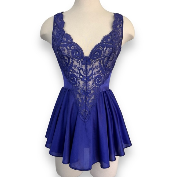 Vintage OLGA Lingerie Nightie Deep Purple Babydoll Nightgown - Picture 1 of 15
